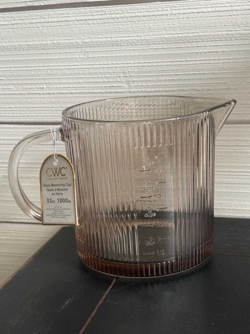 CWC Cook With Color Glass Measuring Cup 33oz ~ 4 Cups Brown Ribbed NEW - Picture 8 of 14